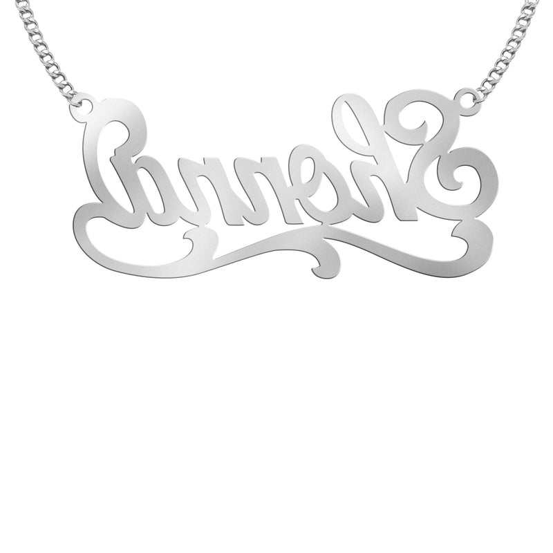 14K White Gold Name Plate Necklace | Style #123