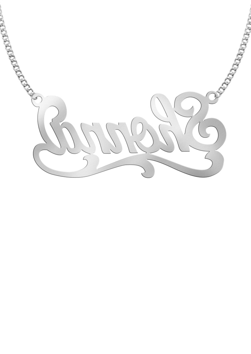 14K White Gold Name Plate Necklace | Style #123