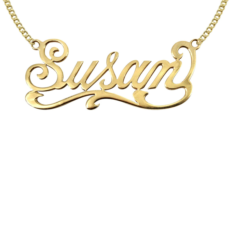 14K Gold  Plain Gold Name Plate Necklace | Style #82