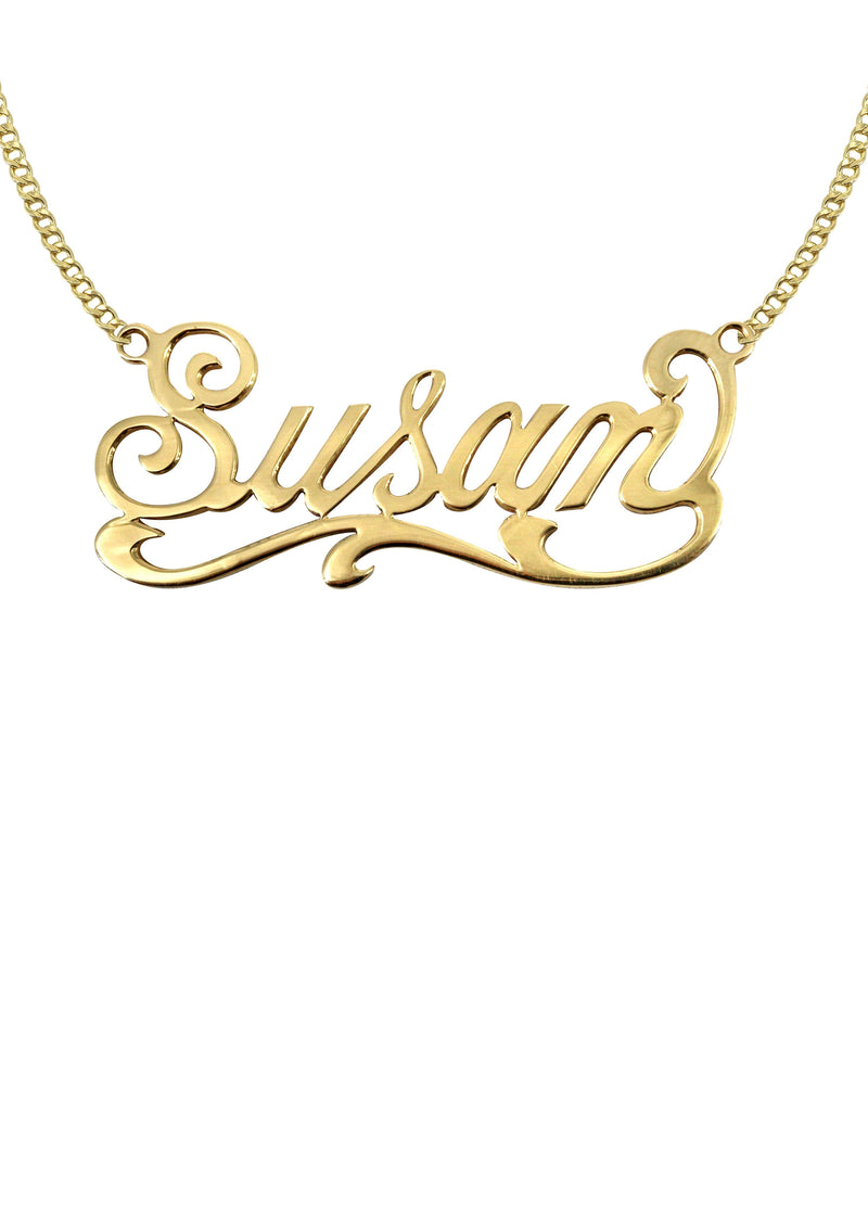 14K Gold  Plain Gold Name Plate Necklace | Style #82