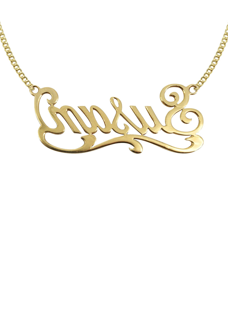 14K Gold  Plain Gold Name Plate Necklace | Style #82
