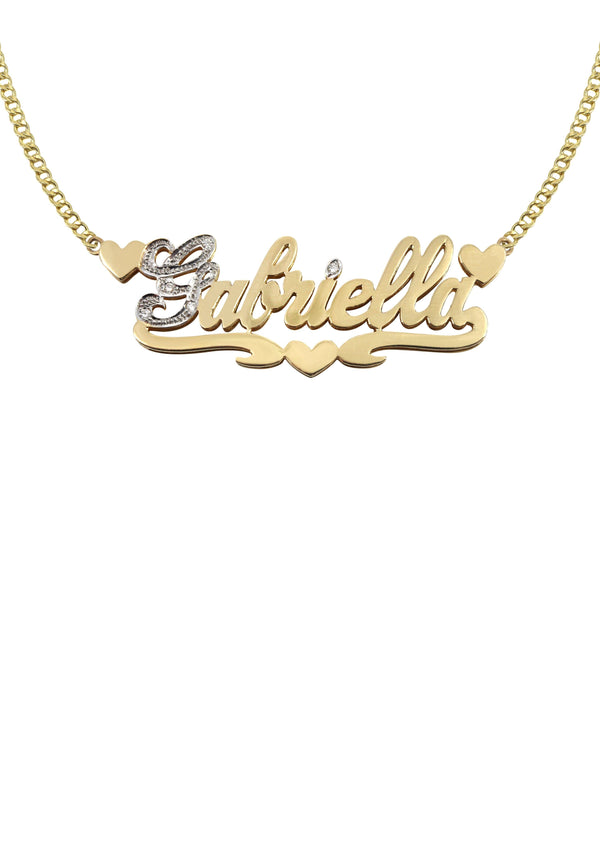 14K Gold  Two Tone  Name Plate Necklace | Style #17