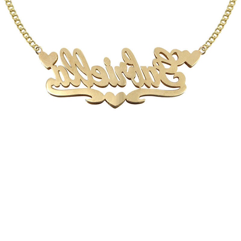 14K Gold  Two Tone  Name Plate Necklace | Style #17