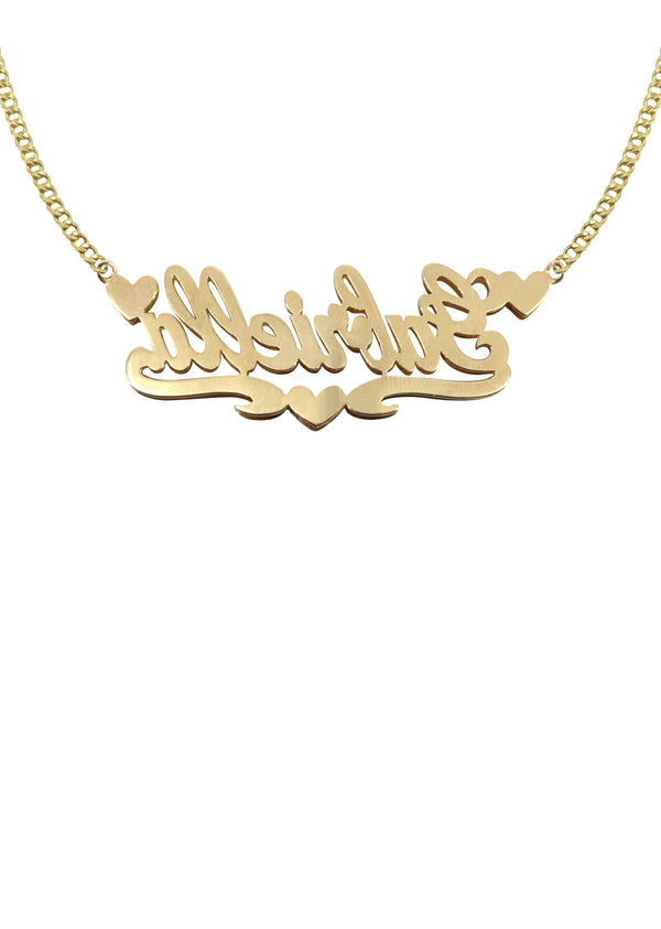 14K Gold  Two Tone  Name Plate Necklace | Style #17