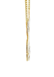14K Gold  Two Tone Hearts Name Plate Necklace | Style #23