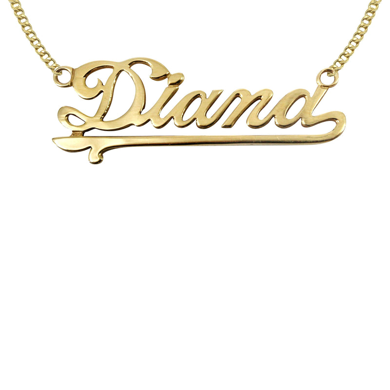 14K Gold  Plain Gold Name Plate Necklace | Style #32