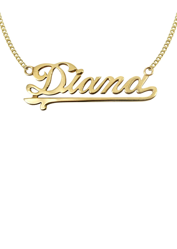 14K Gold  Plain Gold Name Plate Necklace | Style #32