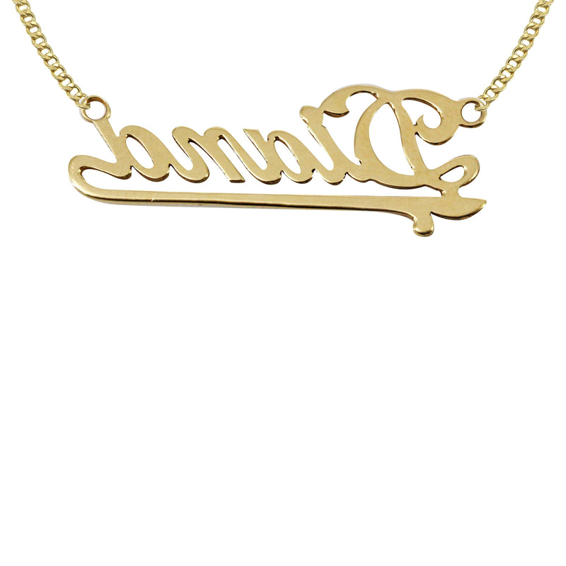 14K Gold  Plain Gold Name Plate Necklace | Style #32