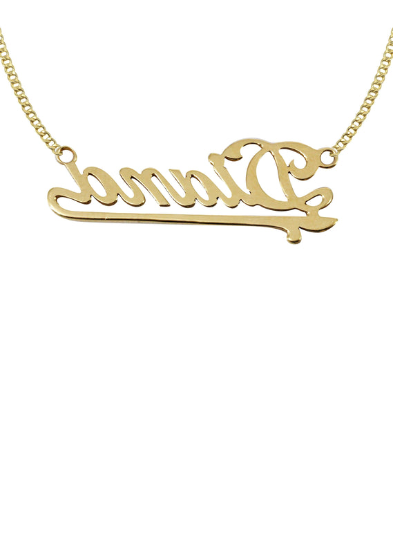 14K Gold  Plain Gold Name Plate Necklace | Style #32