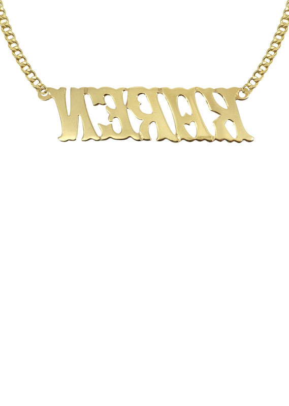 14K Gold  Name Plate Name Plate Necklace | Style #30