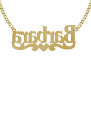 14K Gold  Diamond Cut Name Plate Necklace | Style #121