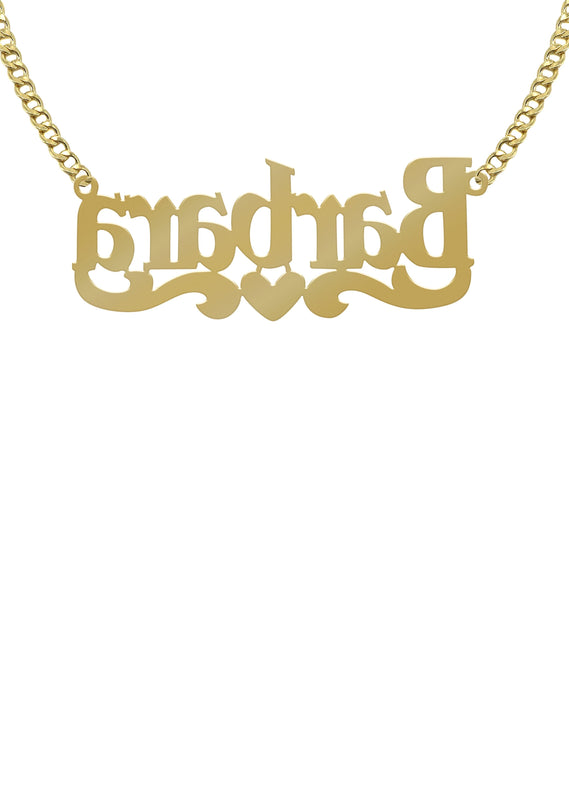 14K Gold  Diamond Cut Name Plate Necklace | Style #121