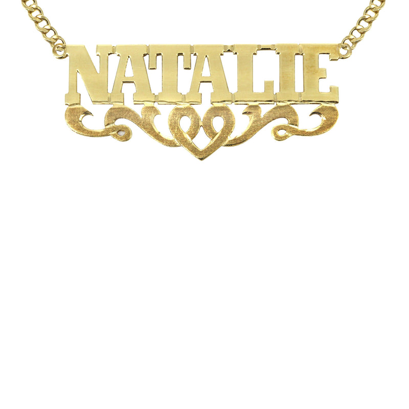 14K Gold  Diamond Cut Name Plate Necklace | Style #120