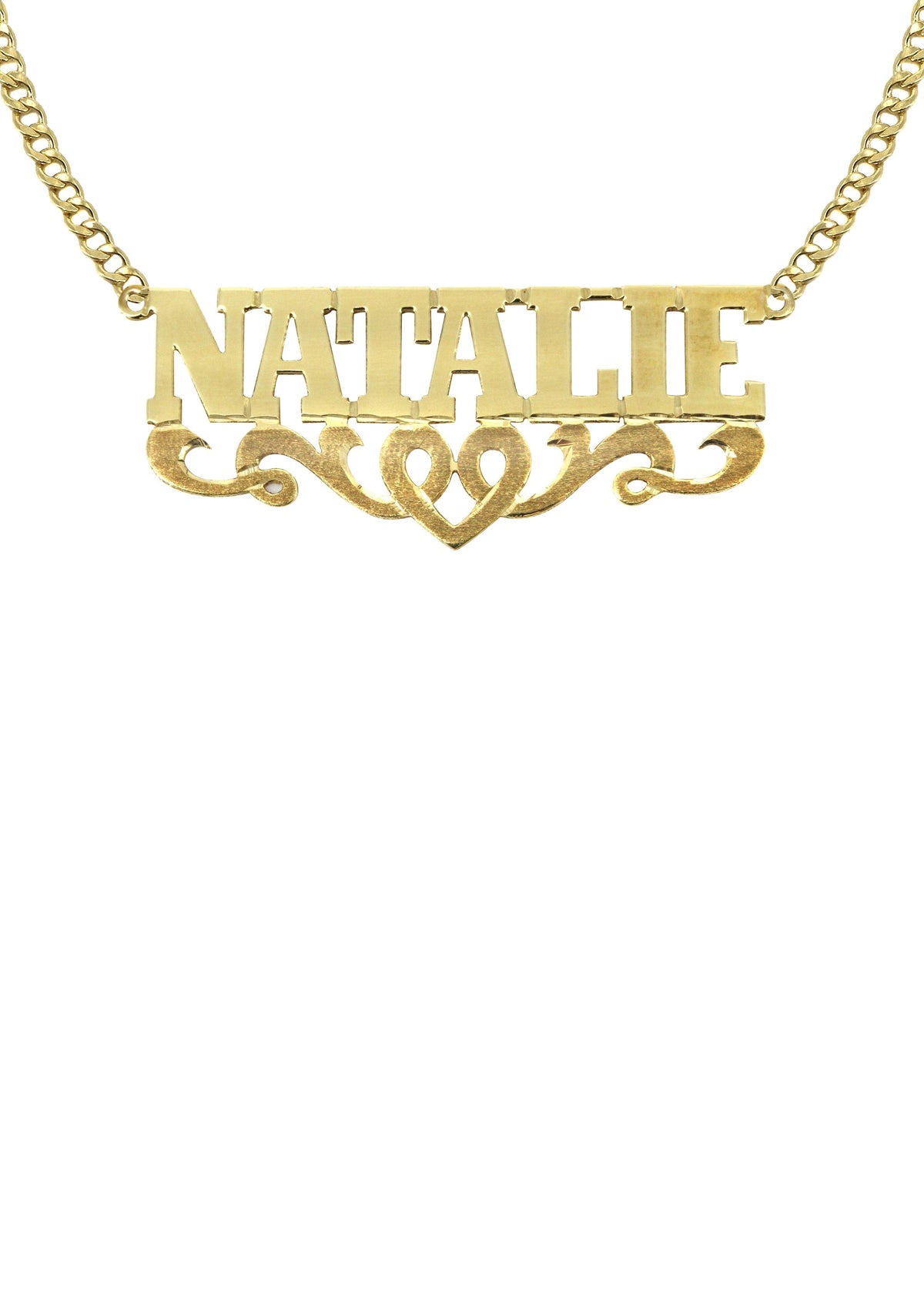 14K Gold  Diamond Cut Name Plate Necklace | Style #120