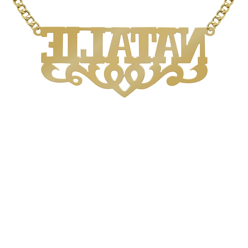 14K Gold  Diamond Cut Name Plate Necklace | Style #120