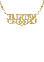 14K Gold  Diamond Cut Name Plate Necklace | Style #120