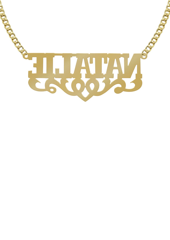 14K Gold  Diamond Cut Name Plate Necklace | Style #120