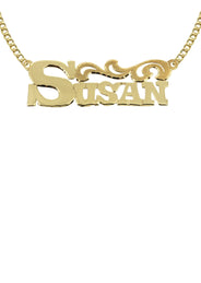 14K Gold  Name Diamond Cut Name Plate Necklace | Style #80