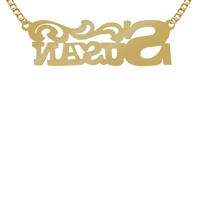 14K Gold  Name Diamond Cut Name Plate Necklace | Style #80