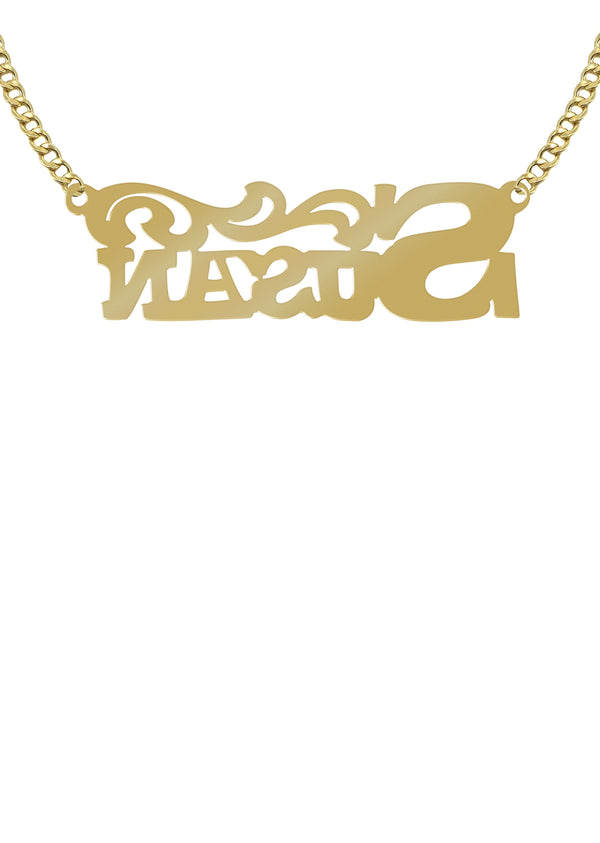 14K Gold  Name Diamond Cut Name Plate Necklace | Style #80