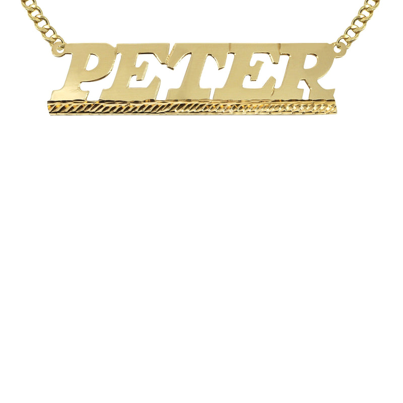 14K Gold  Diamond Cut Name Plate Necklace | Style #93