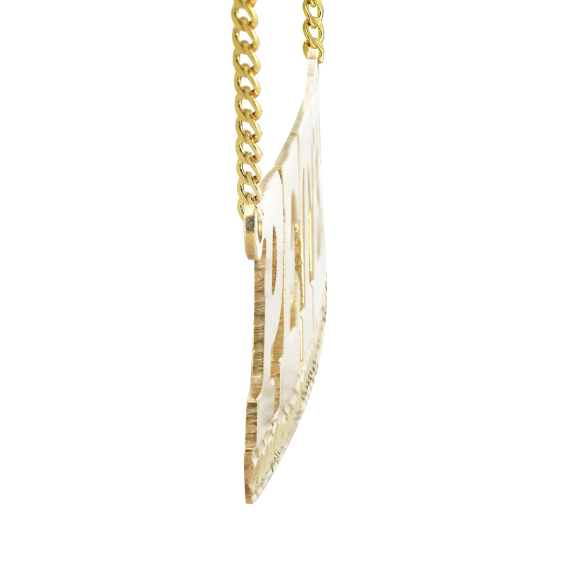 14K Gold  Diamond Cut Name Plate Necklace | Style #93
