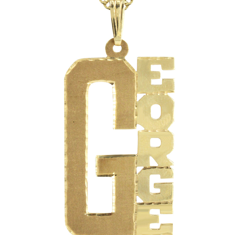 14K Gold  Big Letter Name Plate Necklace | Style #79