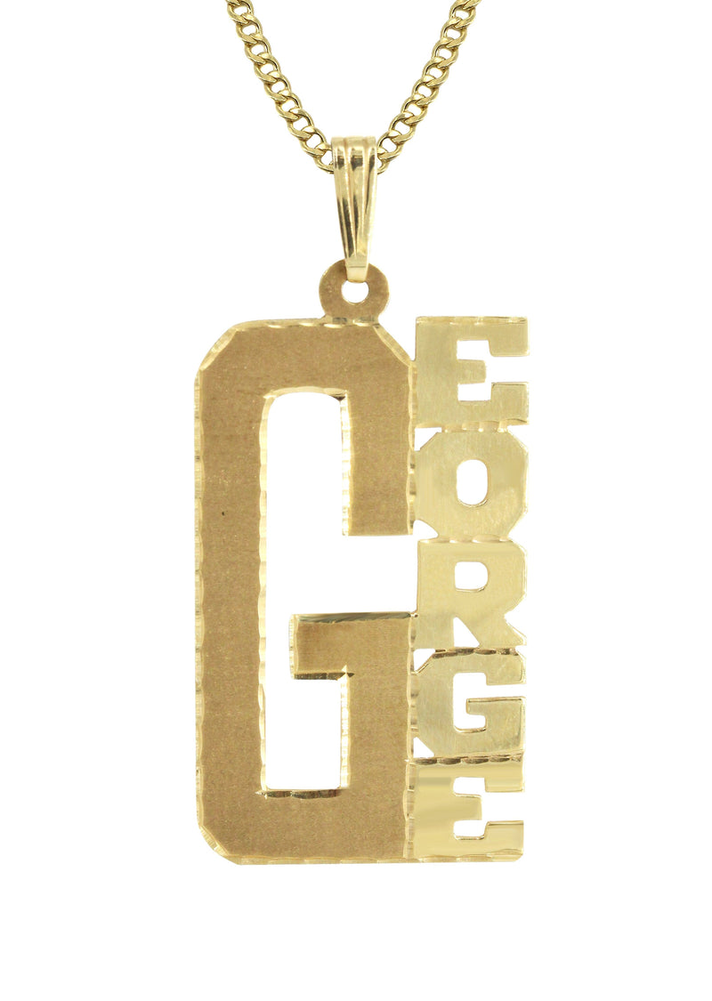 14K Gold  Big Letter Name Plate Necklace | Style #79