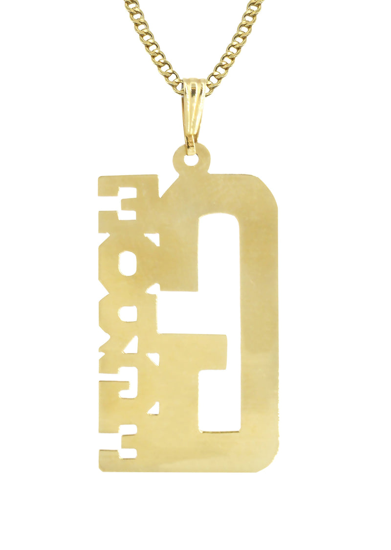 14K Gold  Big Letter Name Plate Necklace | Style #79