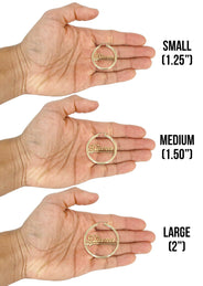 14K Ladies Plain Gold Name Plate Hoop Earrings