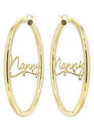 14K Ladies Plain Name Plate Hoop Earrings