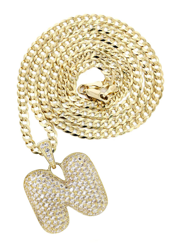 10K Yellow Gold Bubble Letter 