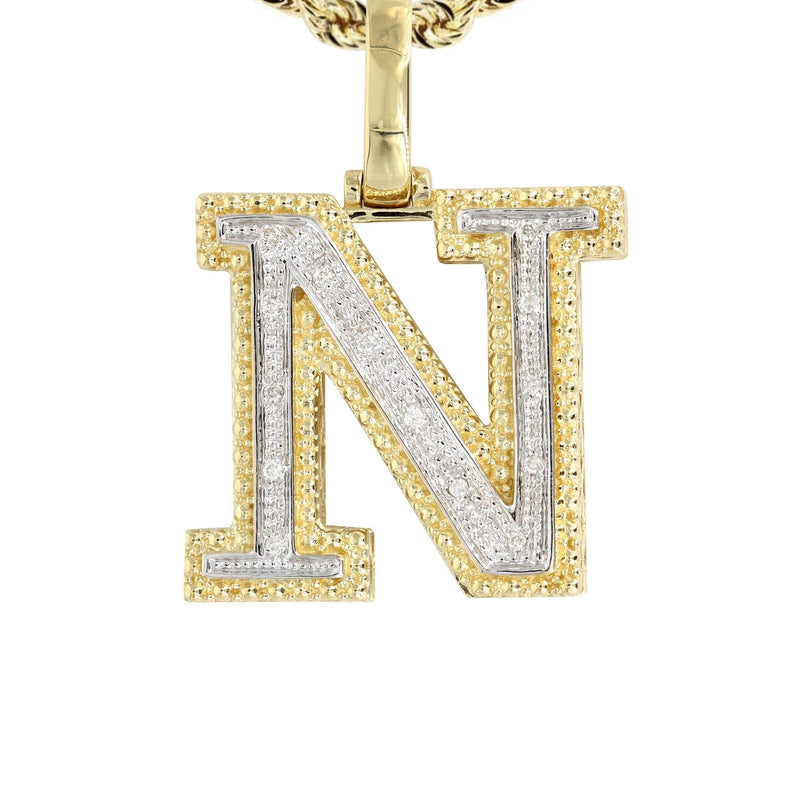 Diamond 10K Yellow Gold Letter "N" Necklace | Appx. 15.4 Grams