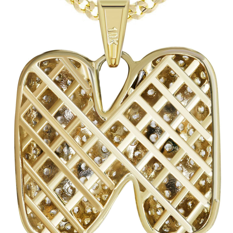 10K Yellow Gold Bubble Letter "N" CZ Necklace | Appx. 5 Grams