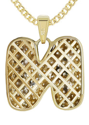10K Yellow Gold Bubble Letter "N" CZ Necklace | Appx. 5 Grams