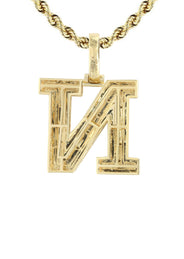 Diamond 10K Yellow Gold Letter "N" Necklace | Appx. 15.4 Grams