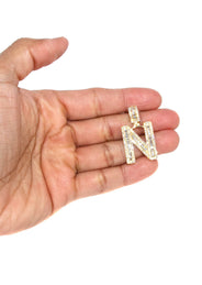 14K Yellow Gold Letter "N" Baguette Diamond Necklace | 2.1 Carats