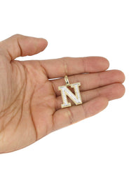 Diamond 10K Yellow Gold Letter "N" Necklace | Appx. 15.4 Grams