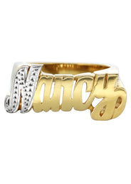 14K Two Tone Diamond Cut Gold Name Ring | Appx. 5.5 Grams