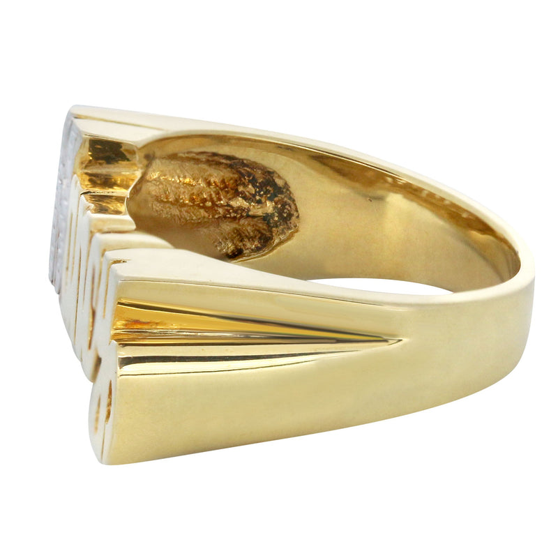 14K Two Tone Diamond Cut Gold Name Ring | Appx. 5.5 Grams