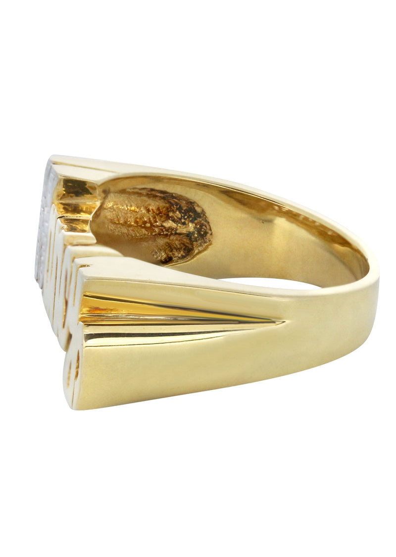 14K Two Tone Diamond Cut Gold Name Ring | Appx. 5.5 Grams