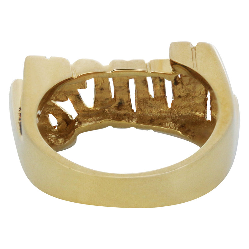 14K Two Tone Diamond Cut Gold Name Ring | Appx. 5.5 Grams