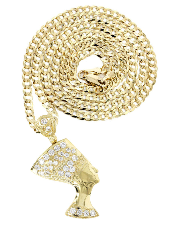 10K Yellow Gold Nefertiti Necklace | Appx. 20.7 Grams