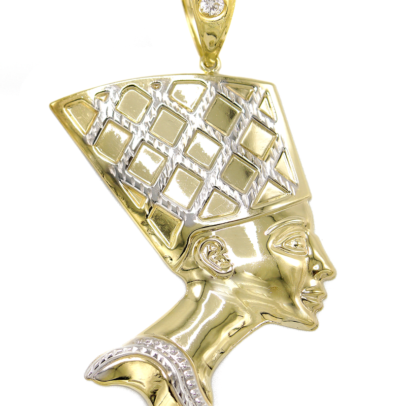 10K Yellow Gold Nefertiti Pendant | Customizable Size