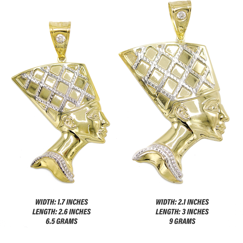 10K Yellow Gold Nefertiti Pendant | Customizable Size