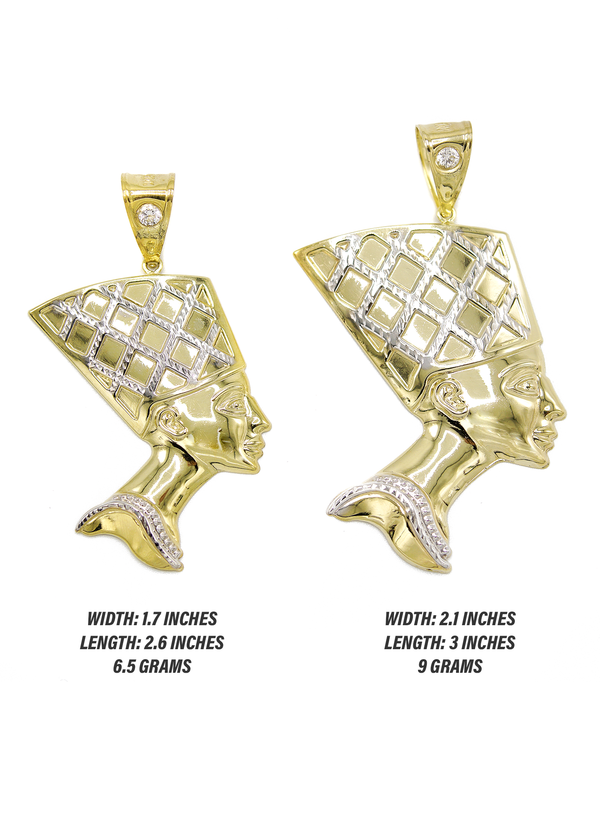 10K Yellow Gold Nefertiti Pendant | Customizable Size