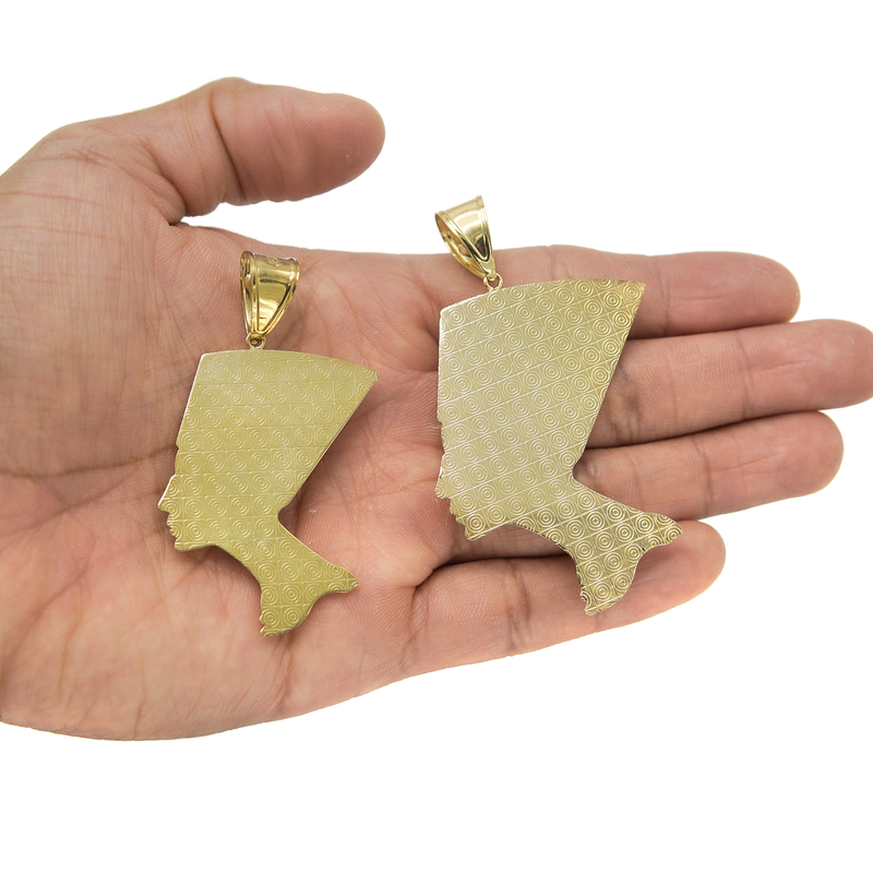 10K Yellow Gold Nefertiti Pendant | Customizable Size