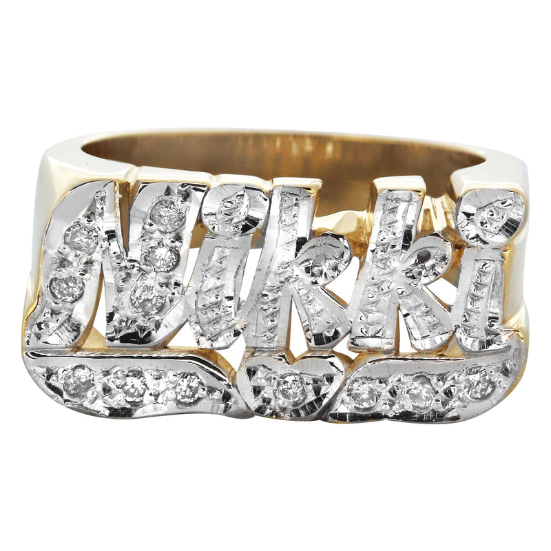 14K Diamond Two Tone Gold Name Ring | Appx. 8 Grams
