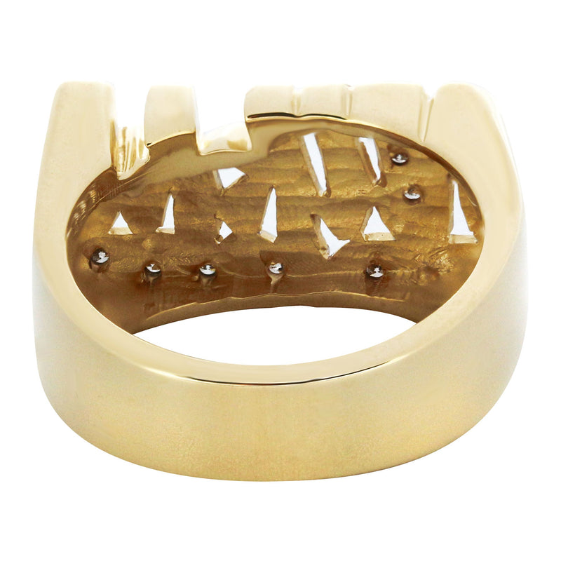 14K Diamond Two Tone Gold Name Ring | Appx. 8 Grams
