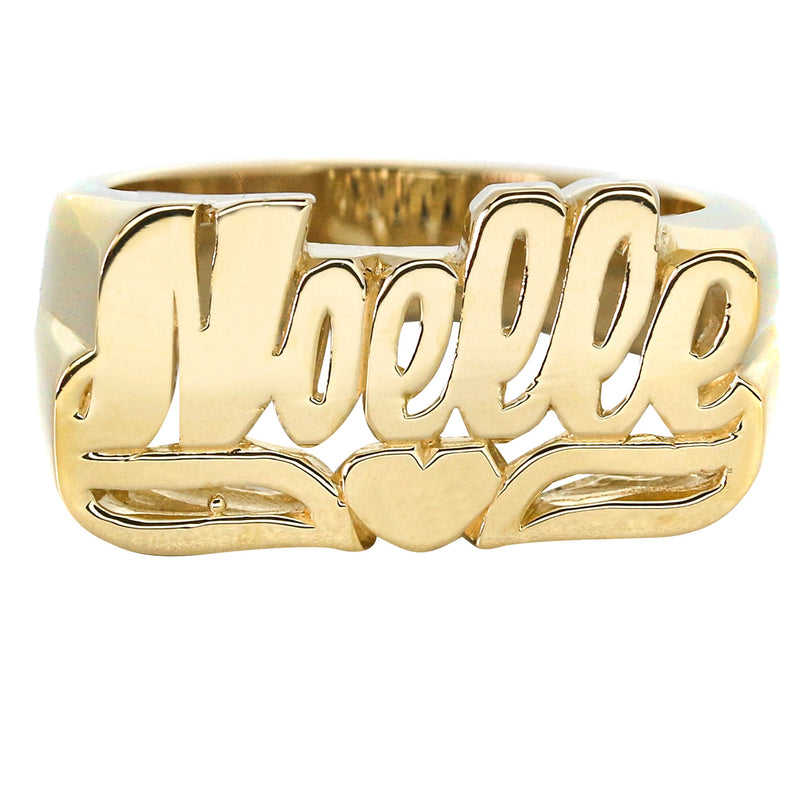 14K Heart Script Gold Name Ring | Appx. 8.8 Grams